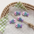 Macro shot of colorful handmade fish beads for DIY jewelry on linen and rattan background - 10# Striped - Pink Head Purple Tail