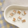 Macro shot of cute cat-shaped ceramic beads for DIY handmade jewelry crafting - 2# Cat-Brown White
