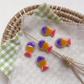 Detail of colorful fish-shaped glass beads with polka dots for DIY jewelry making - 3# Polka Dot - Purple Head Pink Tail