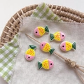 Close-up of six colorful glazed fish beads for DIY jewelry with dotted hand-painted details - 2# Polka Dot - Pink Head Dark Green Tail