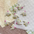 Detailed view of colorful polka dot elephant alloy beads for DIY jewelry making - Beige Gray Polka Dot Elephant