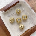 Detalle de cuentas huecas bañadas en oro 18k con circones para creación de joyas - 2# Estilo A-Blanco