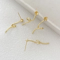 Detail of gold plated S-shaped spiral earrings parts with pearl cups for jewelry making - 18K Gold