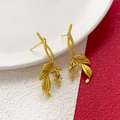 Pendientes de hoja de oro mate con piedra verde para creación de joyas DIY - Estilo Cinta (1#)