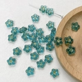 Close-up of blue glass star beads with gold rim details for DIY jewelry making - Sea Blue Star Gold Tracing Style(6#)-1 Piece