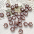 Detailed view of vintage hand-painted Czech glass rose beads for DIY jewelry making - Dry Rose Pink Small Flower (2#)