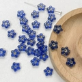 Macro view of dark blue star-shaped Czech glass beads with gold accents for DIY jewelry - Dark Blue Star Style(8#)-1 Piece