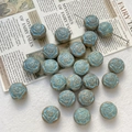 Close-up of hand-painted blue rose Czech glass beads for vintage DIY jewelry making - Vintage Blue Brown Rose Round Bead (4#)