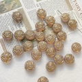 Close-up of hand-painted Czech glass beads with golden rose patterns for DIY jewelry - Lavender Marble Gold Rose (6#)