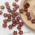 Detail of star-shaped red glass beads on a metal pin for DIY jewelry making crafts - Red Brown Star Style(14#)-1 Piece