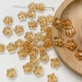 Close-up of amber star-shaped Czech glass beads for DIY bracelet jewelry making - Amber Star Style(13#)-1 Piece