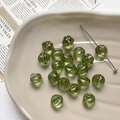 Macro detail of translucent green pumpkin glass beads with gold stripes for DIY jewelry - 1 Piece / 5# Light Green
