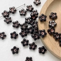 Detail of star-shaped Czech glass beads in black and pink for DIY jewelry making - Black Pink Two-Tone Star Style(16#)-1 Piece