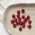 Detail of red pumpkin glass beads with gold accents for DIY jewelry making - 1 Piece / 9# Red