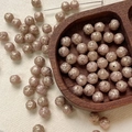 Detailed macro view of 8mm hand-painted champagne pink rose beads for jewelry making - Champagne Pink Gold Pattern (5#)