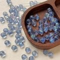 Macro shot of 8mm light blue aurora glass beads with hand-painted rose for DIY jewelry - Aurora Light Blue (13#)