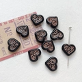 Macro view of black heart-shaped beads with vintage bronze texture for DIY jewelry making - 18# Black/Copper