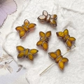 Macro shot of amber glass butterfly beads with gold edges for DIY jewelry making - Amber Yellow Gold Edged (4#) / 1 Piece