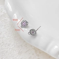 Nahaufnahme der 9mm Zirkonia Ohrstecker-Komponenten mit 7mm Aufhängeschlaufe für DIY - 4# Paar (Silber Rosa Stein Eckig Rund)