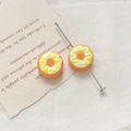 Detail of hand-painted doughnut resin beads for DIY jewelry making on vintage backdrop - Orange Yellow Donut (1#) (1 Piece)