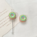 Detailed macro view of brown donut-shaped glass beads for DIY bracelet and necklace crafts - Brown Blue Ring Donut (3#) (1 Piece)
