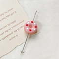 Detail of pink donut-shaped resin bead with colorful sprinkles for DIY jewelry making - Pink White Dot Donut (5#) (1 Piece)