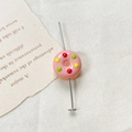 Macro shot of pink donut glass bead with colorful sprinkles for DIY jewelry making - Pink Colorful Dot Donut (6#) (1 Piece)