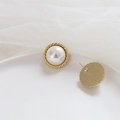 Close-up of vintage pearl earrings with gold rope edges and 925 silver studs on white plate - Round Twist Border Style (1#)