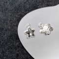 Macro-opname van zilveren sterbedeltjes met zwarte zirkoon en golftextuur voor DIY-sieraden - Zilver Donkergrijze Ster (21#)