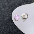 Detail van lavendel kristallen hanger en zilveren gehamerde schijf voor DIY sieraden - Zilver Lichtpaars Rond (24#)