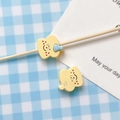 Detailed view of hand-painted toast bread charms with cute smiley faces for DIY jewelry - Sliced Toast Style / Blue Toast