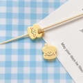 Detail shot of cute hand-painted bread toast resin charms for DIY jewelry making - Sliced Toast Style / Khaki Toast