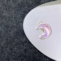 Macro-opname van een paarse maan hanger met zilveren metalen frame voor DIY-sieraden - Zilver Lichtpaarse Maan (39#)