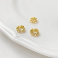 Macro shot of 18K gold plated hollow spacer beads with micro-set cubic zirconia stones - Style 3 18K Gold Micro-Inlaid Ring