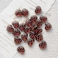 Macro shot of translucent heart-shaped glass bead with golden dots for DIY jewelry making - Magenta Polka Dot (10#) / 1 Piece