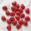 Macro detail of red heart glass beads with gold dots for DIY jewelry making and crafts - True Red Polka Dot (11#) / 1 Piece