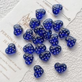 Macro shot of deep blue glass heart beads with gold dots for DIY jewelry making - Dark Blue Polka Dot (12#) / 1 Piece
