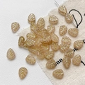 Détail de perles en verre feuille beige avec nervures dorées pour bijoux DIY - Lot de 5 / Marron Beige