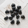 Macro view of black heart-shaped glass beads with golden polka dots for DIY jewelry making - Glossy Black Polka Dot (13#) / 1 Piece