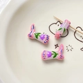 Detailed view of three hand-painted tulip boot-shaped beads for DIY jewelry making - Tulip (2#) / 1 Piece