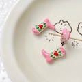 Macro detail of hand-painted pink boot-shaped glass beads for DIY jewelry making - Heart (3#) / 1 Piece