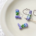 Macro view of three purple floral enamel boot charms for DIY jewelry making - Orchid (5#) / 1 Piece
