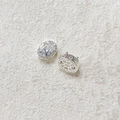 Detail of oval cubic zirconia earrings with micro-pave setting and hollow silver base - White (Silver Base)