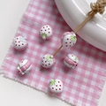 Cuentas fresa 3D blancas con bordes rosas para creación de joyas hechas a mano DIY - 1 Pieza / 4# Fresa Blanca