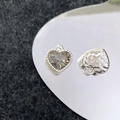 Hartvormige hangers voor DIY-sieraden met een facetgeslepen kristal en gehamerde metaalstructuur - Zilver Donkergrijs Hart (36#)