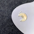 Zilveren halve maan hanger met gele inleg voor het maken van DIY sieraden - Zilver Lichtgeel Maan (41#)