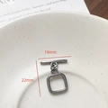 Macro detail of gunmetal heart-shaped OT clasp with 19mm bar for DIY jewelry making - Square Buckle Ring (6#)