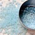 Detailed view of light blue 4mm glass rondelle beads for DIY jewelry making and crafts - 10 g / Light Blue