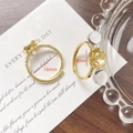 Dettaglio base anello regolabile placcata oro 18k con castone a petalo e 18mm - Oro 18K (Stile 25)