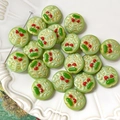 Close-up of light green cherry beads with gold relief texture for jewelry DIY - Light Green Gold Pattern Style (#1) / 1 Piece